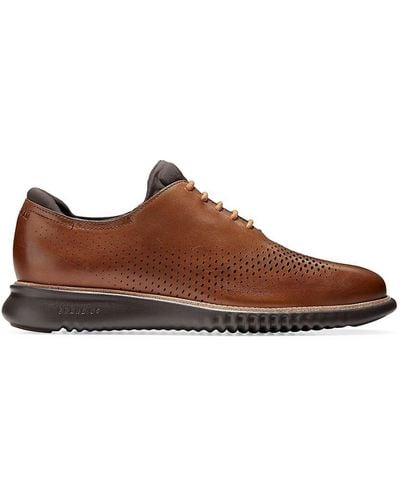 Cole Haan 2.zerogrand Perforated Leather Wholecut Oxford Shoes - Brown
