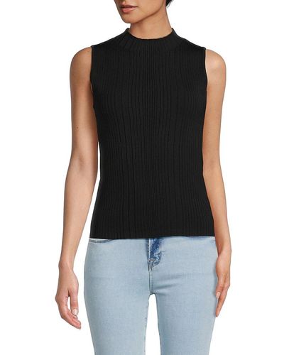 Elie Tahari T Tahari Rib Knit Tank Top - Blue