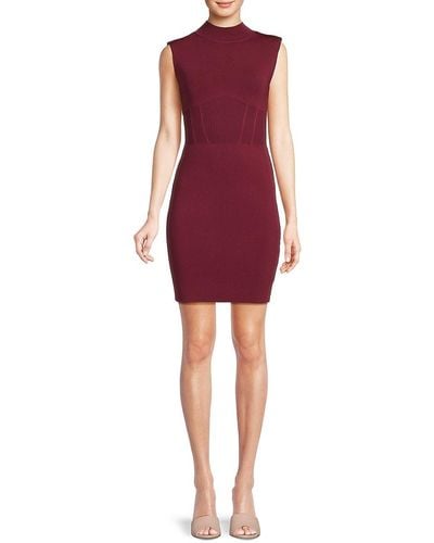 Guess Mockneck Sheath Mini Dress - Red