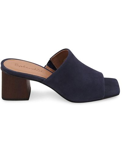 Splendid Nubuck Block Heel Sandals - Blue