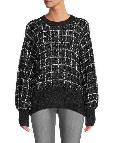 Karl Lagerfeld Windowpane Tweed Sweater - Black