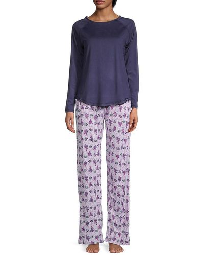 Vera Bradley 2 Piece Printed Shirt & Pajama Pants Set - Gray