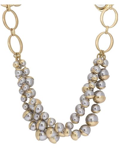 Saachi Half-Moon Faux-Pearl Necklace - Metallic