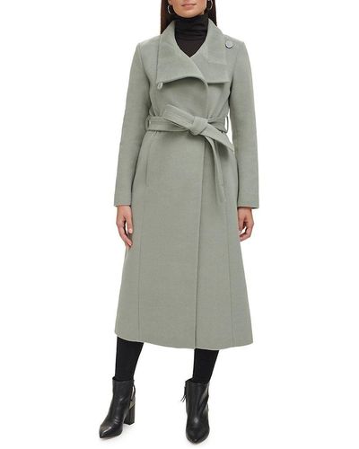 Kenneth Cole Belted Maxi Wool Coat in Blue Lyst