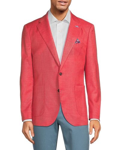 Tailorbyrd Cross Dyed Notch Lapel Sportcoat - Red