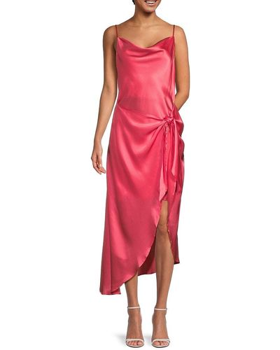 L'Agence Asymmetric Silk Maxi Sarong Dress - Red