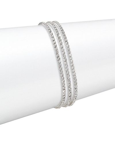 Shashi 3-piece Sterling Silver Plated & Cubic Zirconia Stretch Tennis Bracelet Set - White
