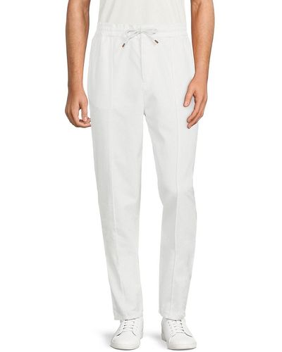 Brunello Cucinelli Easy Fit Drawstring Layered Trousers - White
