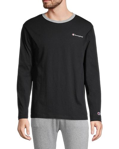 Champion Athletic Solid-hued Raglan-sleeve Pullover - Black