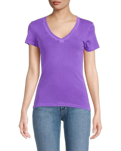 L'Agence Becca V-neck Tee - Purple