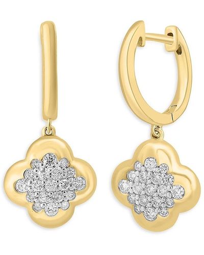 Effy 14k Yellow Gold & 0.47 Tcw Diamond Drop Earrings - White