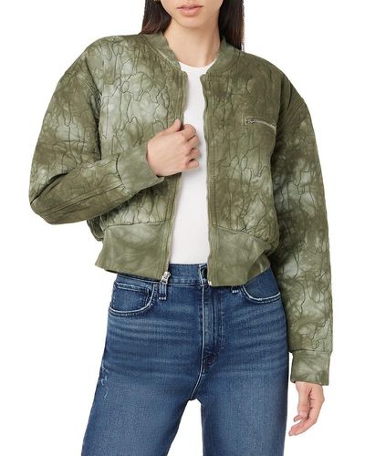 Hudson Jeans Tie Dye Cotton Cropped Bomber Jacket - Green