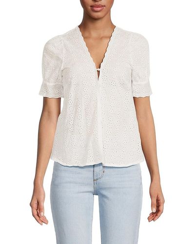 7021 'Eyelet Embroidered Top - White