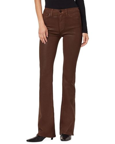 Hudson Jeans Barbara High-Rise Coated Stretch Bootcut Jeans - Brown
