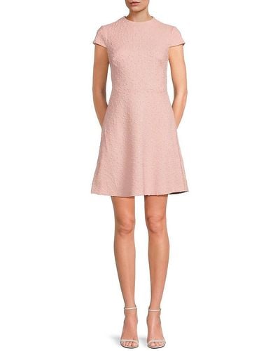 Vince Camuto Boucle Fit & Flare Dress - Pink