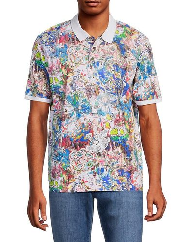 Robert Graham Begonia Abstract Contrast Polo - Blue