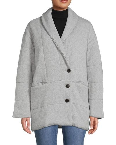 Madewell Shawl Collar Heathered Puffer Jacket - Gray