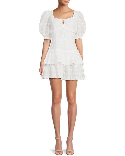 7021 Puff Sleeve Mini Dress - White