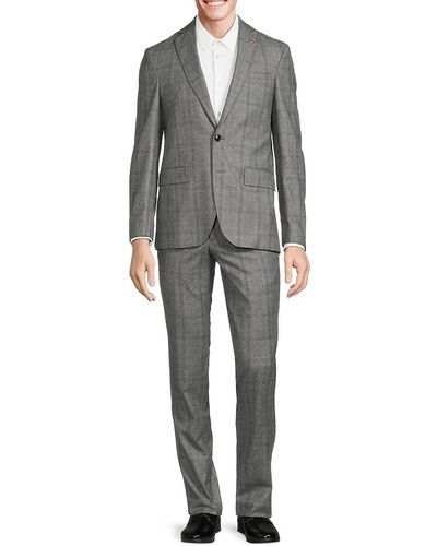 Ted Baker Karl Glen Plaid Wool Suit - Grey