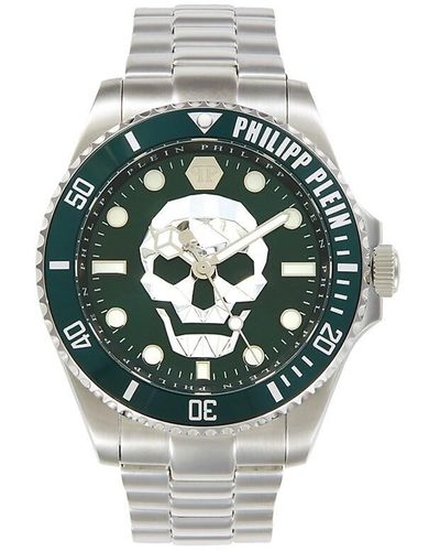 Philipp Plein The $kull Diver 44mm Stainless Steel Bracelet Watch - Gray