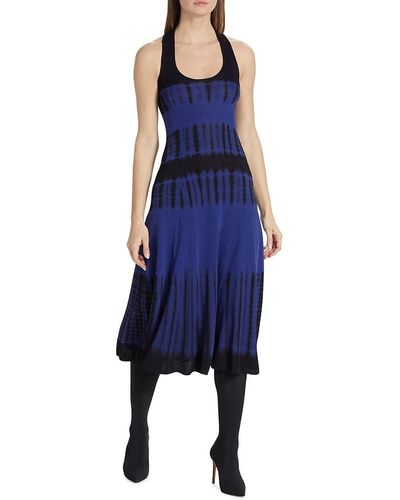 Proenza Schouler Tie Dye Knit Midi Dress - Blue