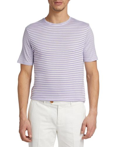 Saks Fifth Avenue Saks Fifth Avenue Collection Stripe Slim Fit T Shirt - White