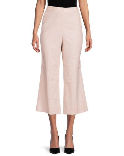 Donna Karan Linen Blend Crop Flare Pants - Pink