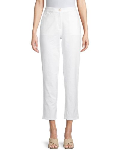 Eileen Fisher High Rise Slim Ankle Pants - White