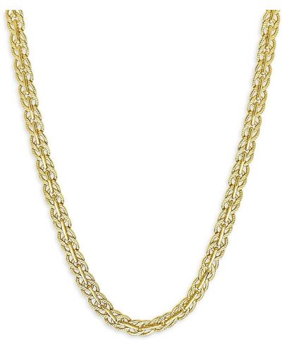 Sterling Forever 14k Goldplated 16" Hammered Curb Chain Necklace - Metallic