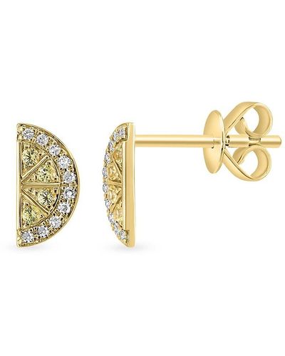 Effy 14k Yellow Gold, Sapphire & Diamond Lemon Stud Earrings - Metallic