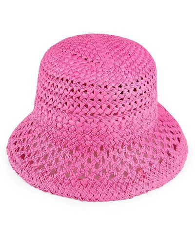 Vince Camuto Paper Woven Bucket Hat - Pink