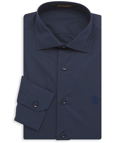 Roberto Cavalli Stretch-cotton Dress Shirt - Blue