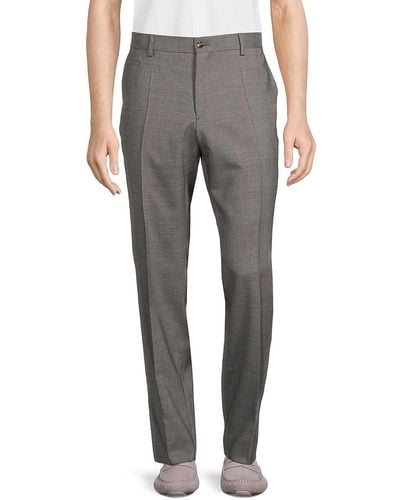 BOSS Genius Flat Front Wool Blend Dress Trousers - Grey