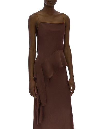 Helmut Lang Satin Asymmetric Top - Brown