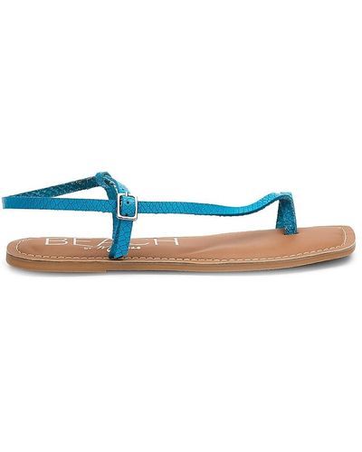 Matisse Gelato Lizard Embossed Flat Sandals - Blue