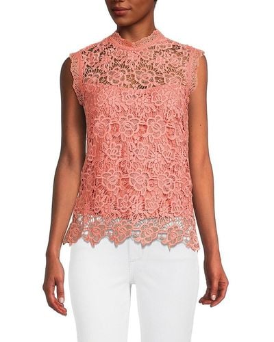 Nanette Lepore Sleeveless Lace Top - Red