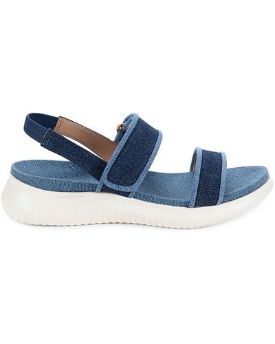 Cole Haan Meritt Denim Platform Sandals - Blue