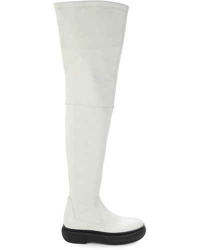 Lanvin Thigh High Leather Boots - White