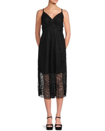Calvin Klein Sleeveless Lace Midi Dress - Black