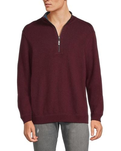 Tommy Bahama Flipside Zip Up Pullover - Red