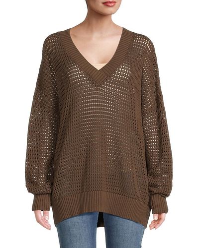 NSF Franklin Relaxed Open Knit Sweater - Brown