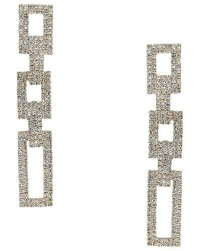 Ettika Crystal Rectangle Chain Link 18k Gold Plated Earrings - White