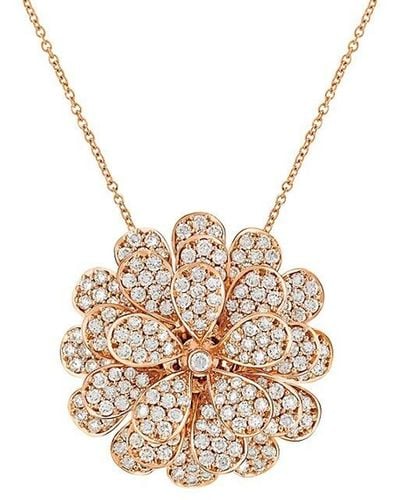Hueb Secret Garden 18K Rose & 3.38 Tcw Diamond Flower Pendant Necklace - White