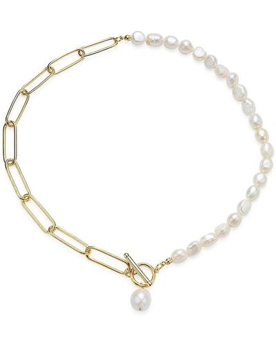 Argento Vivo Studio 14k Goldplated & 8.68mm Baroque Organic Freshwater Pearl Necklace - White