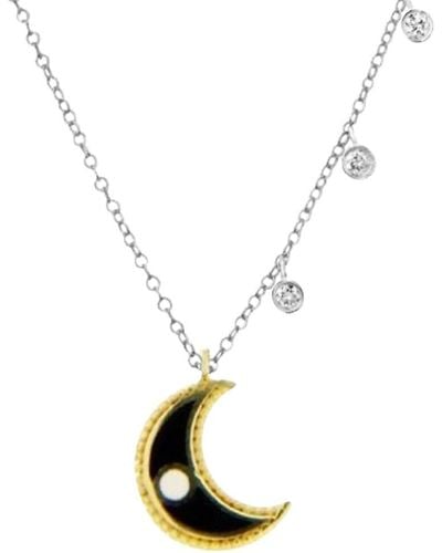 Meira T 14K, 14K, Enamel & 0.06 Tcw Diamond Moon Pendant Necklace - Metallic