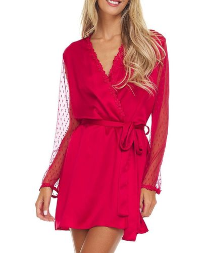 Flora Nikrooz Showstopper Metallic Self Tie Cover Up Robe - Red