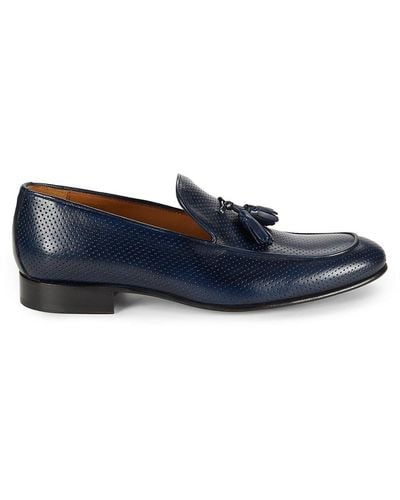 Saks Fifth Avenue Tassel Perforated Leather Loafers - Blue
