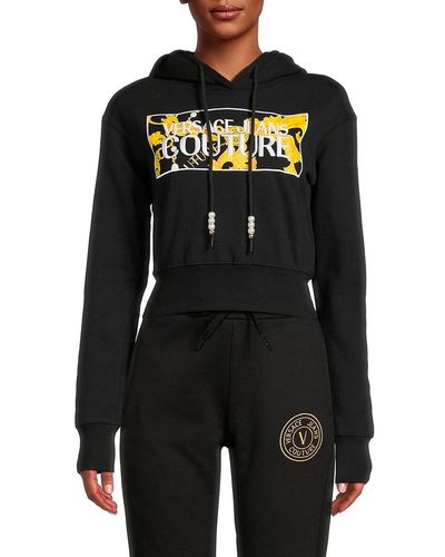 Versace Jeans Couture Logo Cropped Hoodie - Black