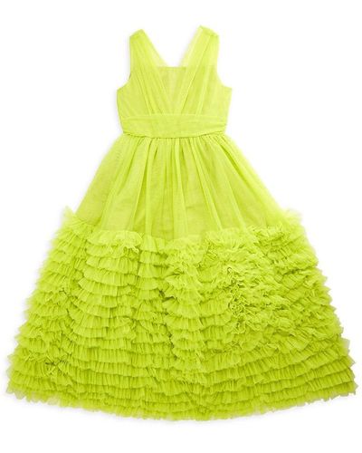 Christian Siriano Sl Vneck Ruffle Dress - Yellow