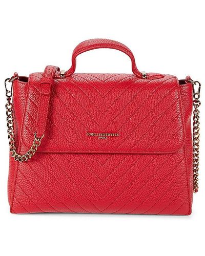 Karl Lagerfeld Chevron Quilted Satchel - Red